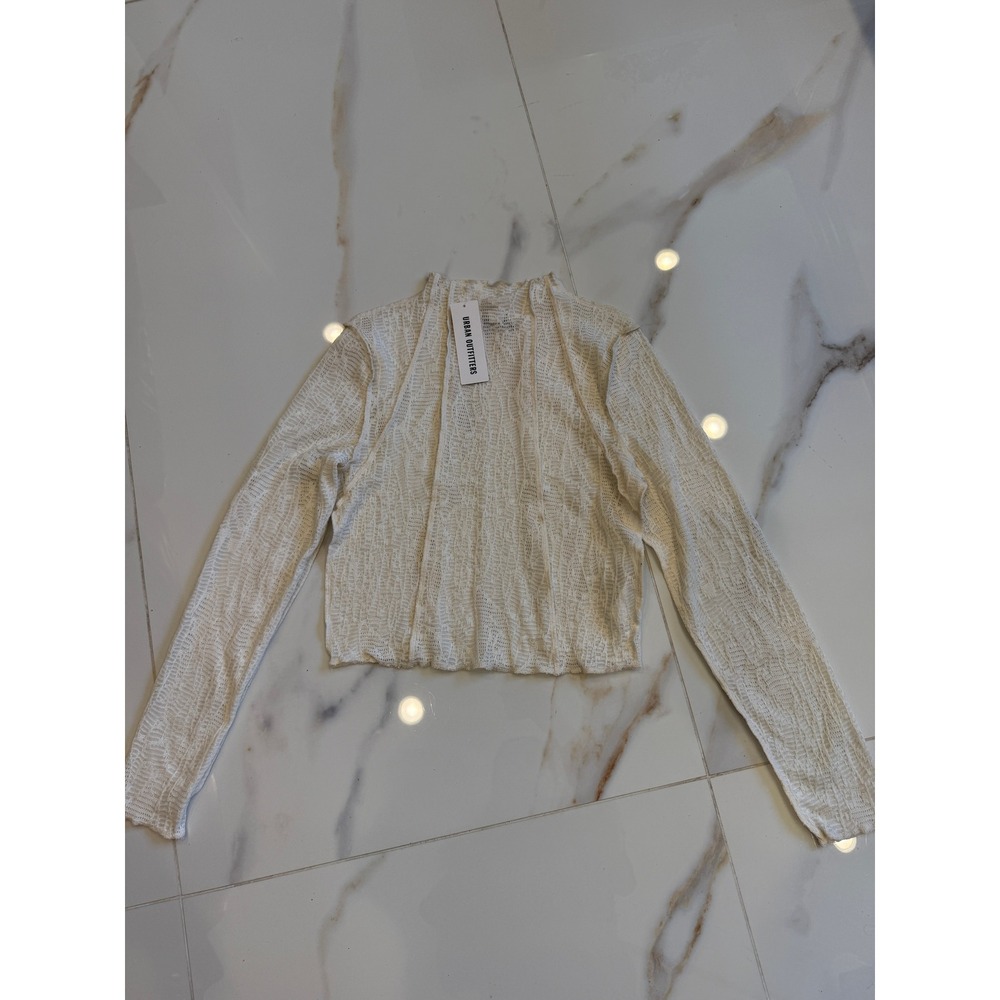 Kimchi Blue Urban Outfitters White Pointelle Knit Long Sleeve Top Large